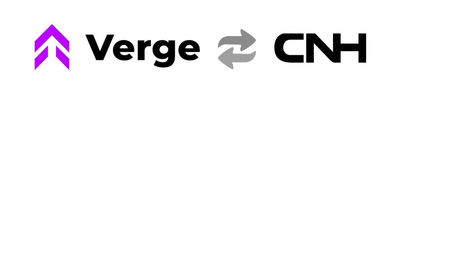 Verge Logo and CNH wordmark showing cloud sync