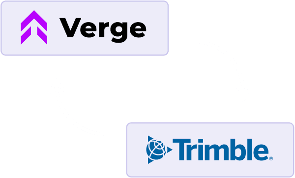 Verge Ag & Trimble logos with arrows denoting sync