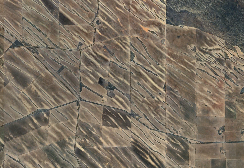 Satellite imagery of dune swale systems along the Eyre Highway