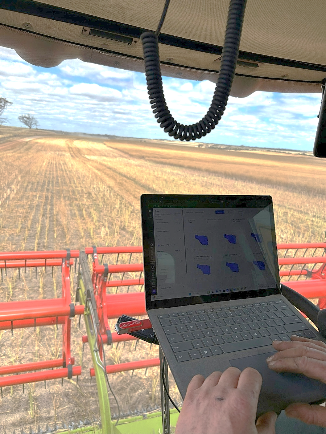 Launch Pad being used in the cab during field operations