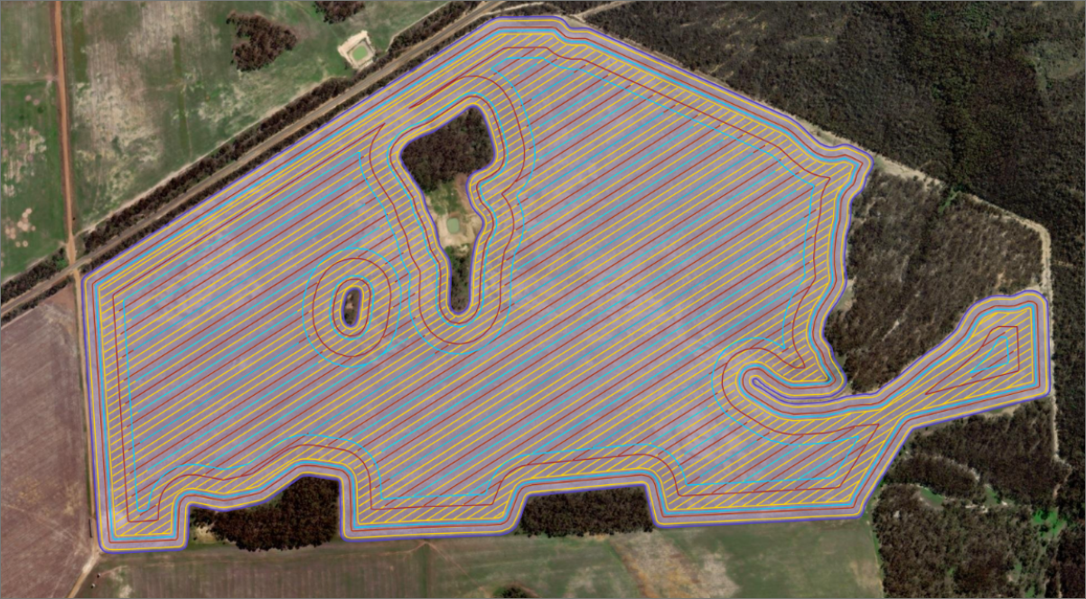 All operations and machinery types overlaid across the new paddock's optimised AB lines