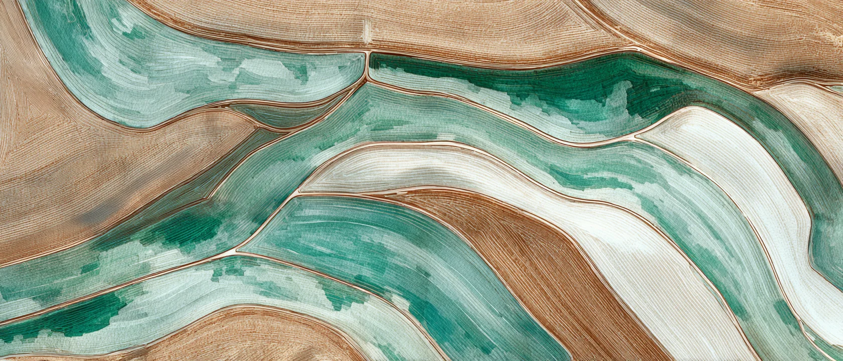 Aerial view of precision agriculture fields showing optimized routing patterns